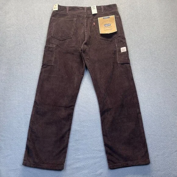 Levis 568 Loose Straight Carpenter Pants Brown Corduroy Workwear Size 38x34